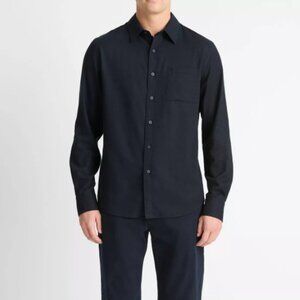 Vince Men's Navy Italian Cotton-Wool Twill Shirt, Size XL